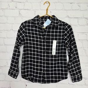 Cat & Jack Flannel Plaid Black and White Kids Shirt